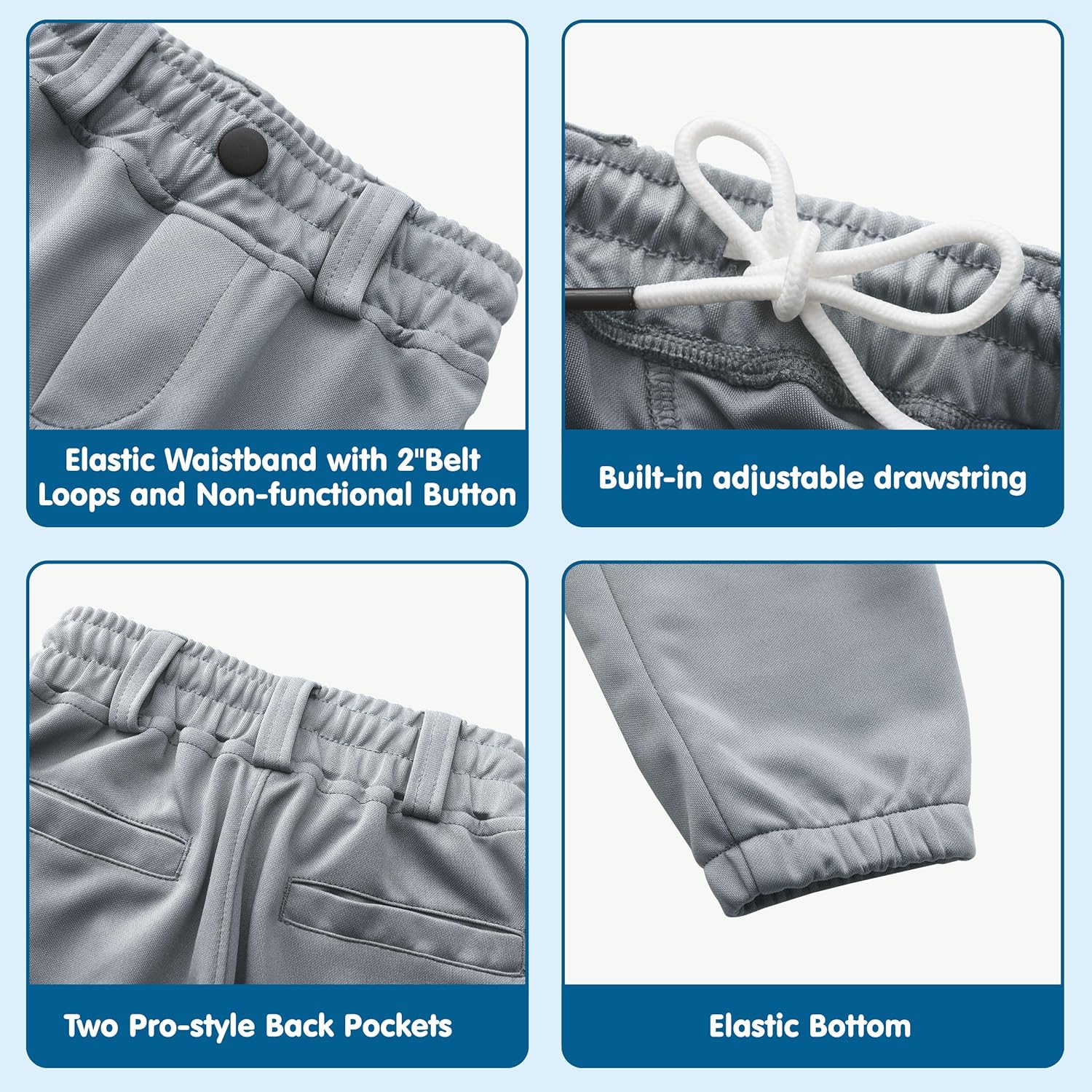 Thumbnail 2 de MIVEI Knicker Baseball Pants for Toddler & Youth (2T–5T): Softball & T-Ball Practice Pants with Pocket & Belt Loops