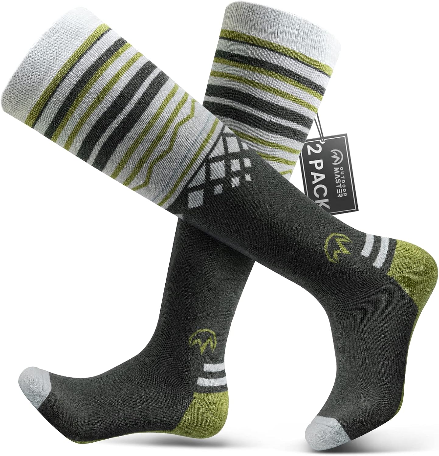 OutdoorMaster Calze in lana merino da sci termiche antiscivolo
