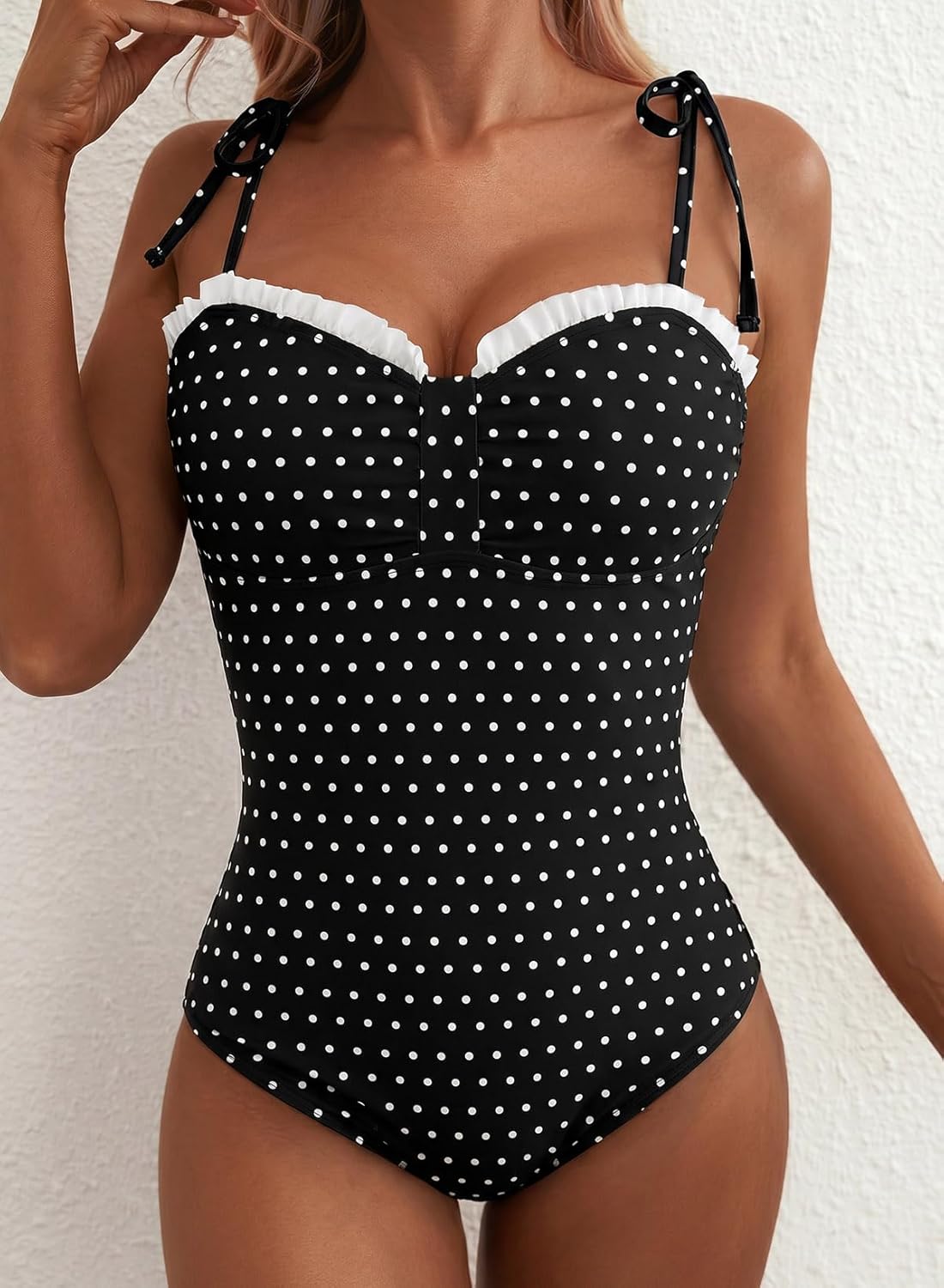 Thumbnail 4 de Herseas Striped One-Piece Swimsuit with Tie Shoulder and Tummy Control