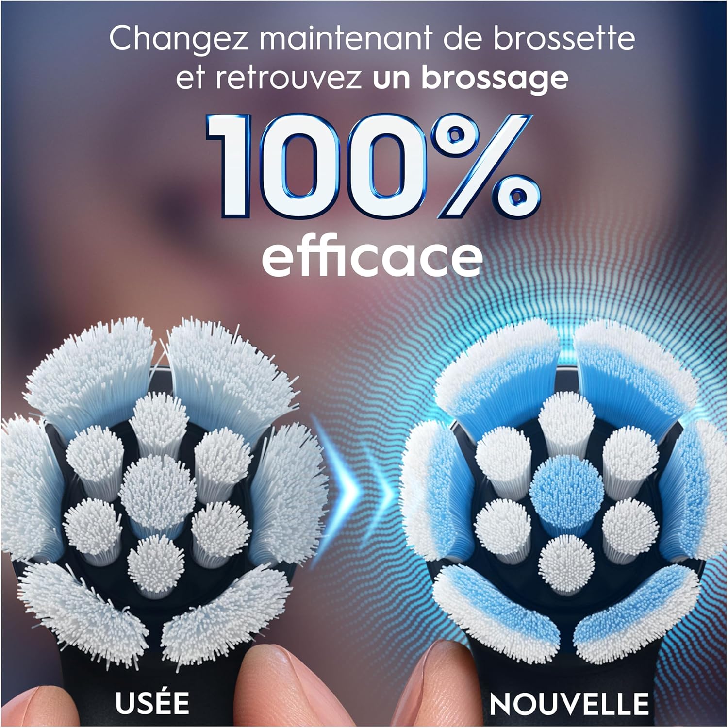 Detalle de Oral-B Brossettes de Rechange Gentle Care pour iO – lot de 8, Noires (4000 brins)