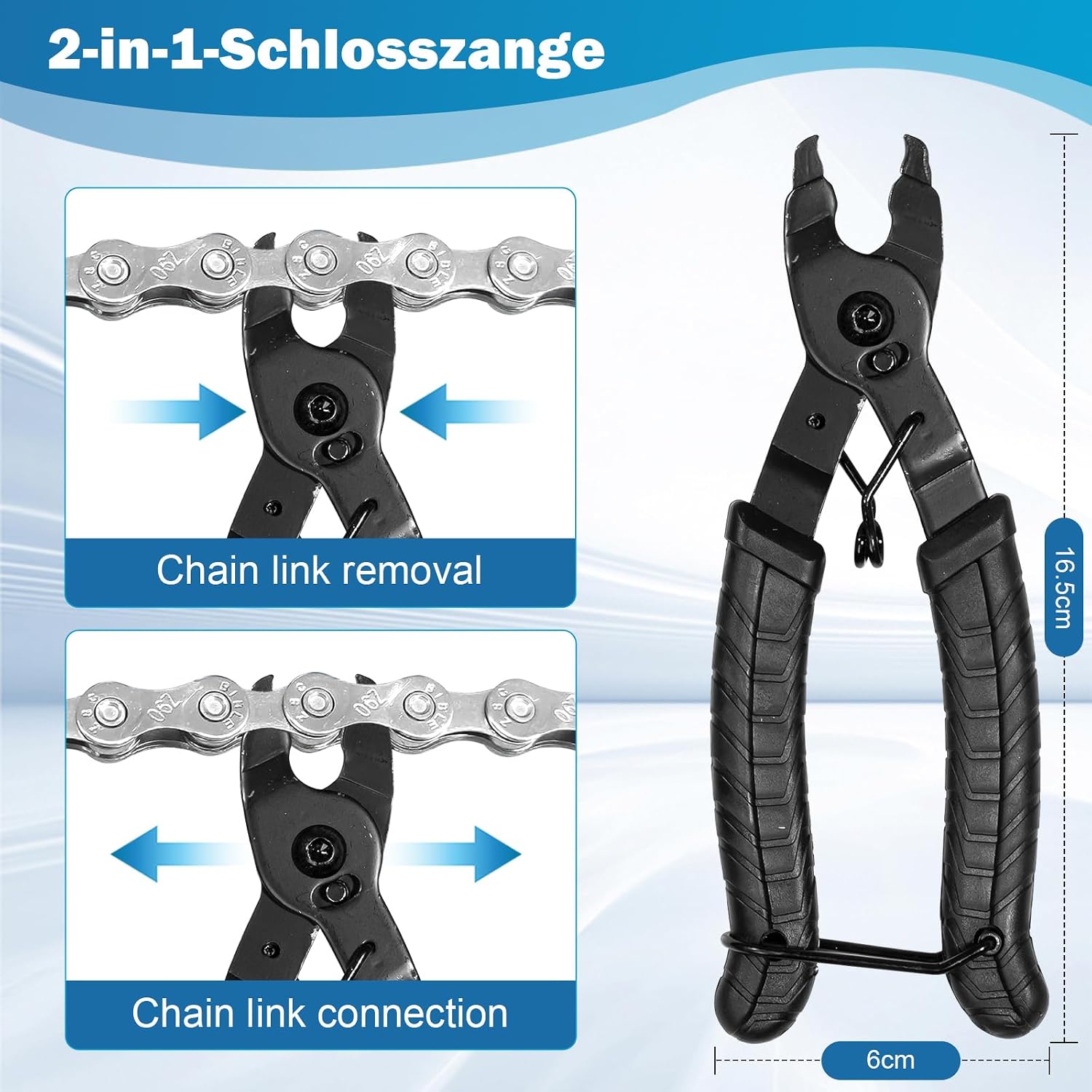 Detalle de BIGP fiets-kettingreparatieset met kettingpons, slijtagemeter en tang voor 6-12 versnellingen