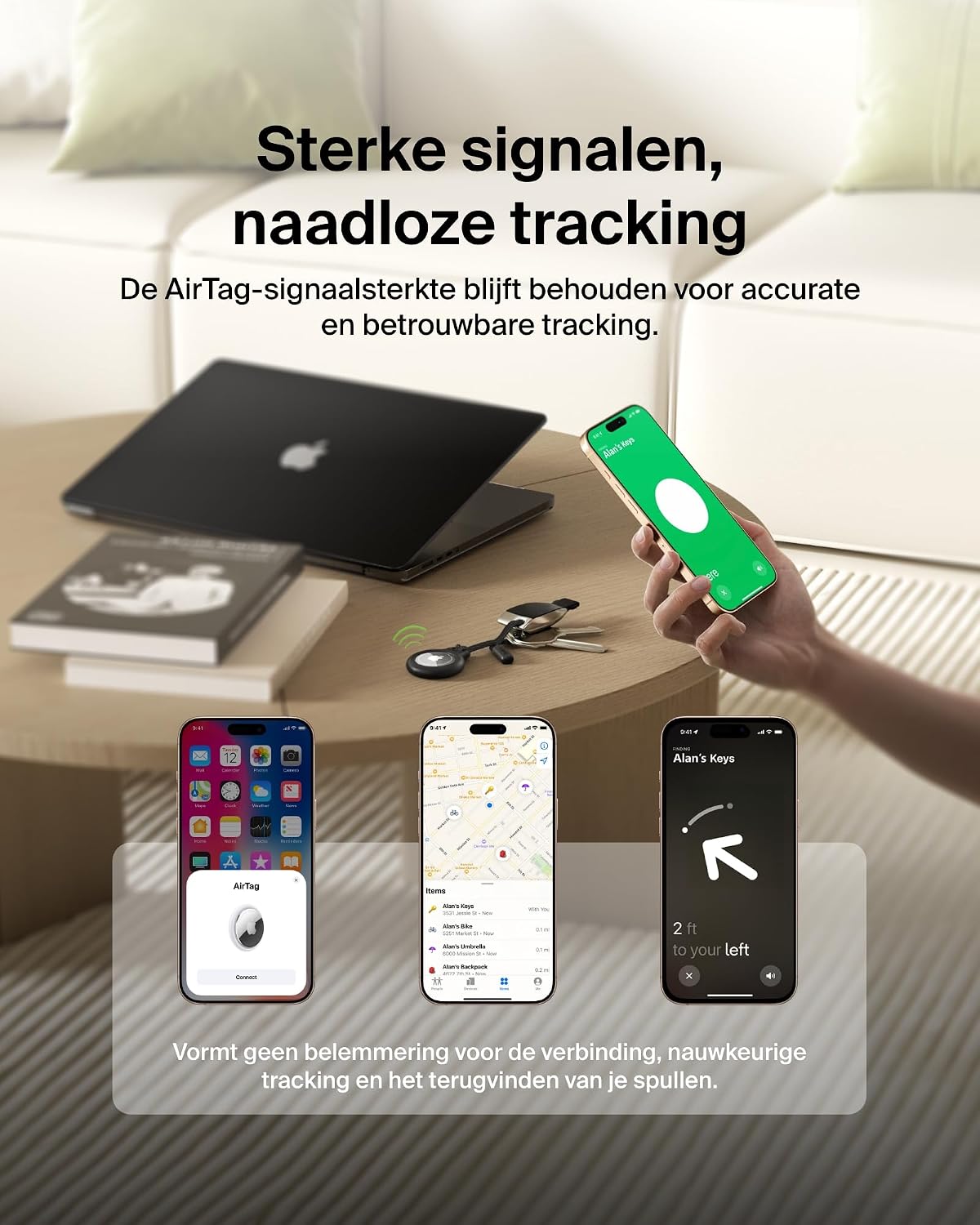 Detalle 2 de Belkin F8W974btBLK AirTag-houder met bandje, zwart kunststof