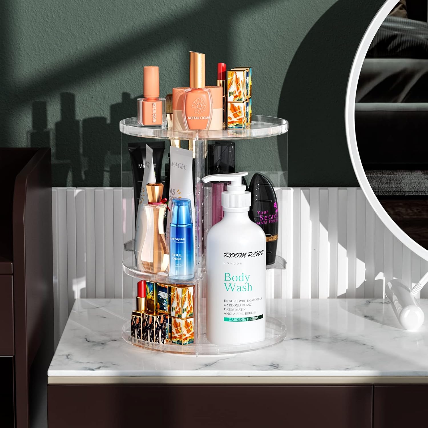 Thumbnail 4 de Fousenuk Make-up Kosmetik-Organizer mit 360° Drehung, transparentem PS-Kunststoff für Lippenstift & Zubehör