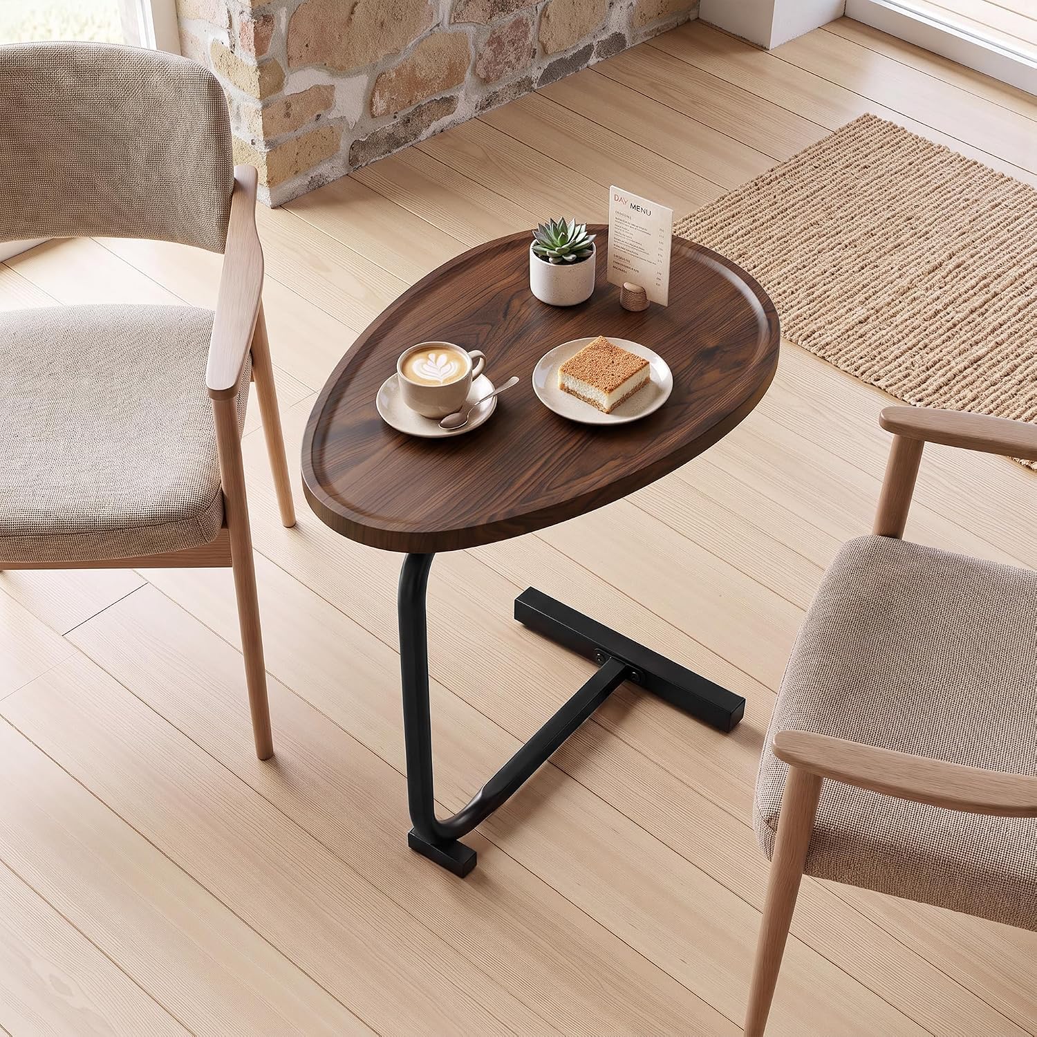 Thumbnail 6 de VECELO C-Shaped Side Table, Walnut