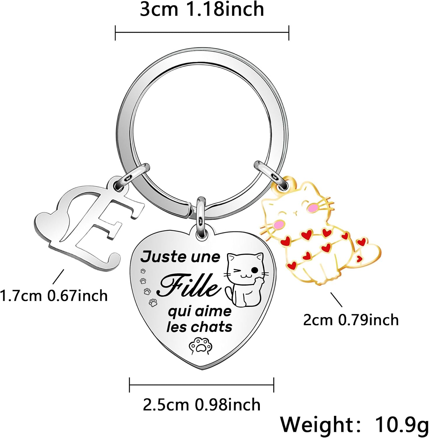 Detalle 2 de Casxyue Porte-clés Chat Initiales