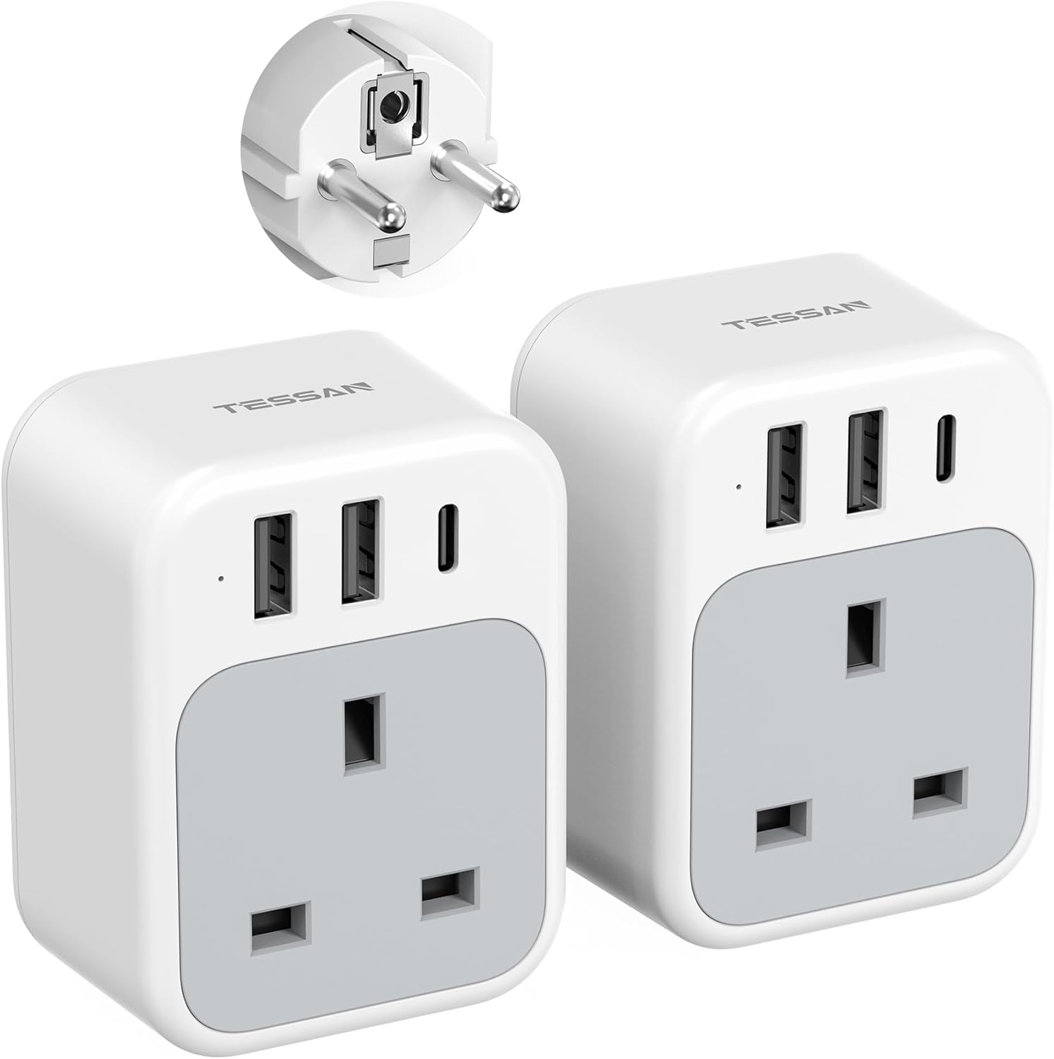 Detalle de TESSAN UK to European Plug Adapter 2 Pack 15W