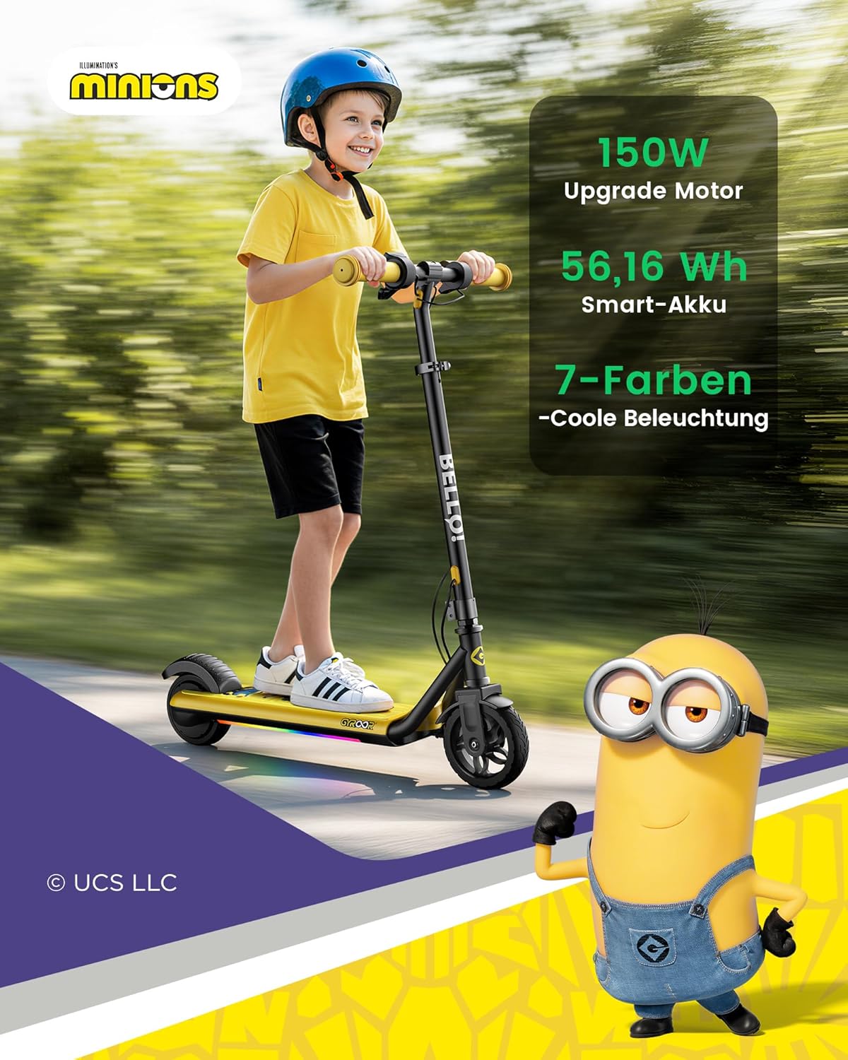 Detalle 2 de Gyroor H30 Max E Scooter Kinder 6–14 Jahre – 150W, Dreifach Geschwindigkeit, Bluetooth-Musik & Doppelbremse