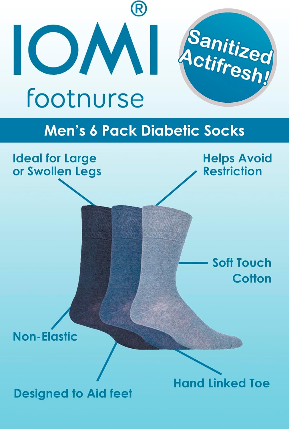 Thumbnail 4 de IOMI Footnurse Mens diabetic socks 6 pairs