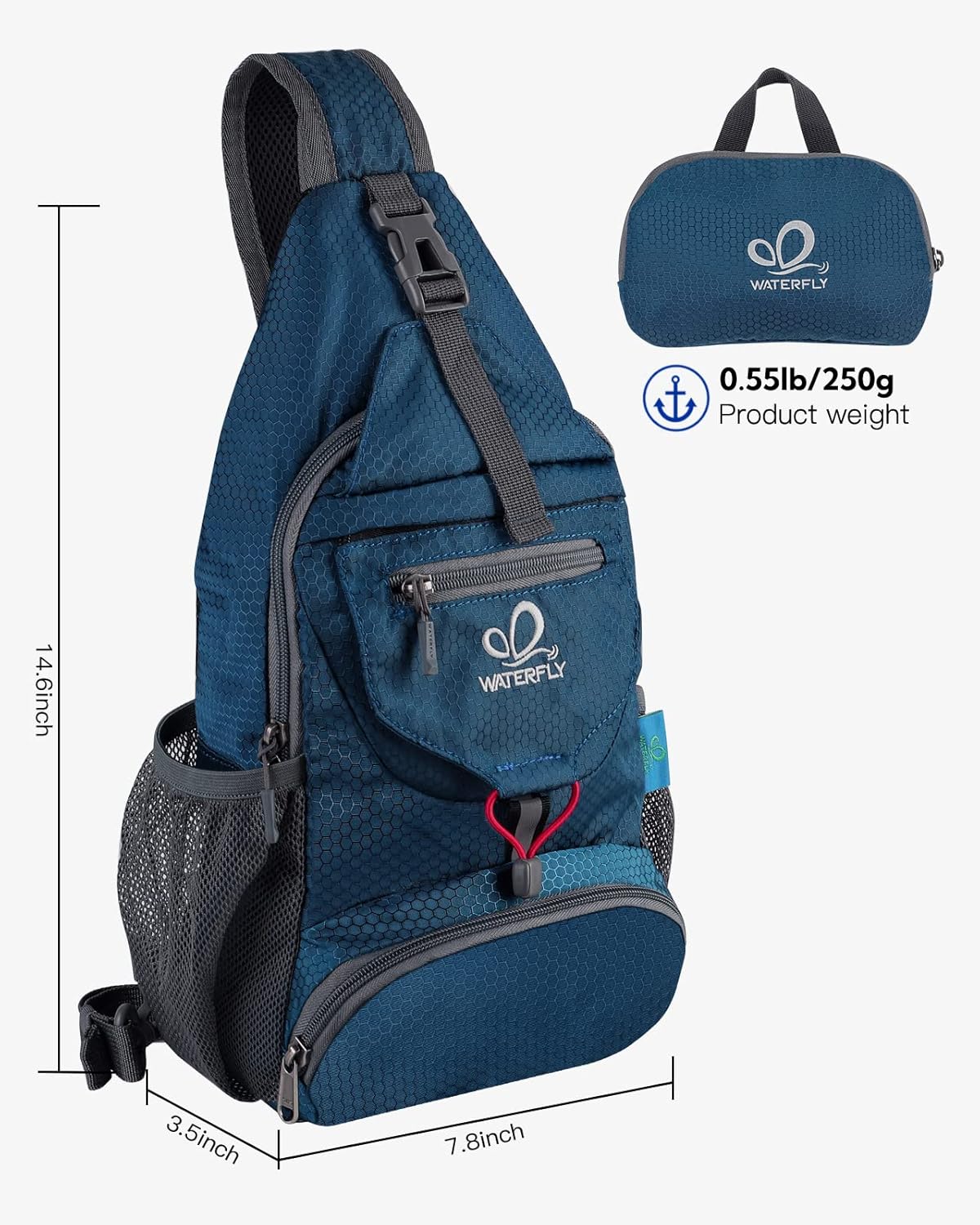 Thumbnail 1 de WATERFLY Brusttasche Sling Bag Klein – faltbare Crossbody für Reisen, Wandern und Alltag