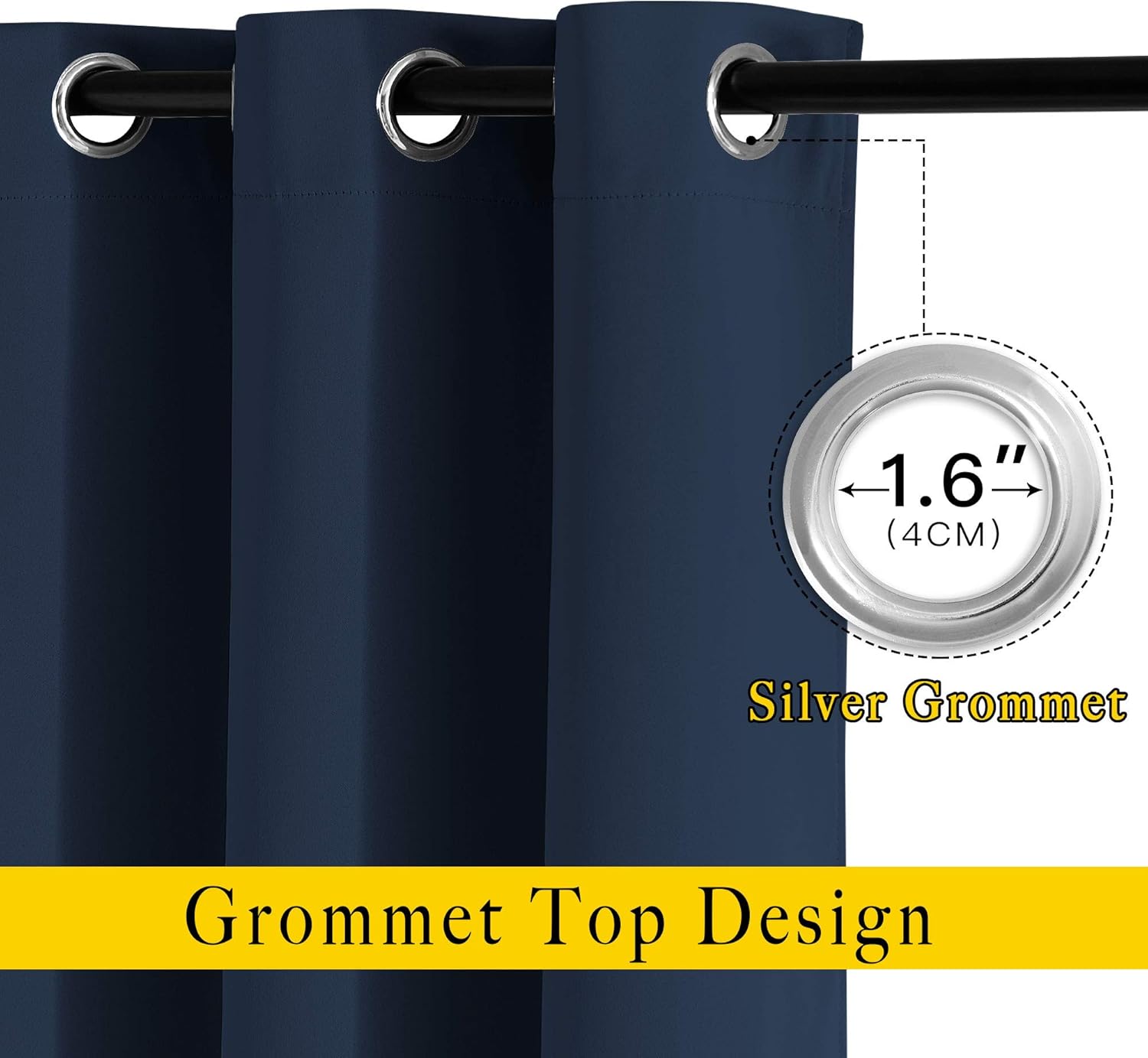 Thumbnail 1 de NICETOWN Blackout Curtain Panels 72" (Navy) — Thermal Insulated Grommet Drapes, 1 Pair