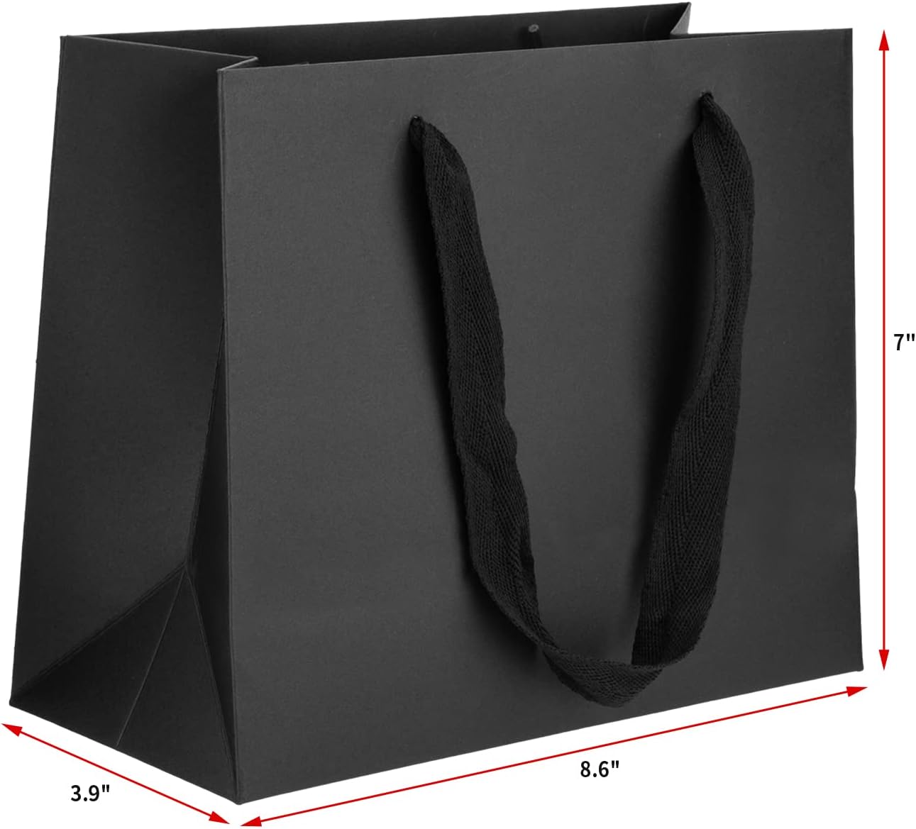 Detalle 2 de Ronvir 25pc Small Gift Bags (22 x 10 x 18cm) Recyclable Black Paper Bags with Handles