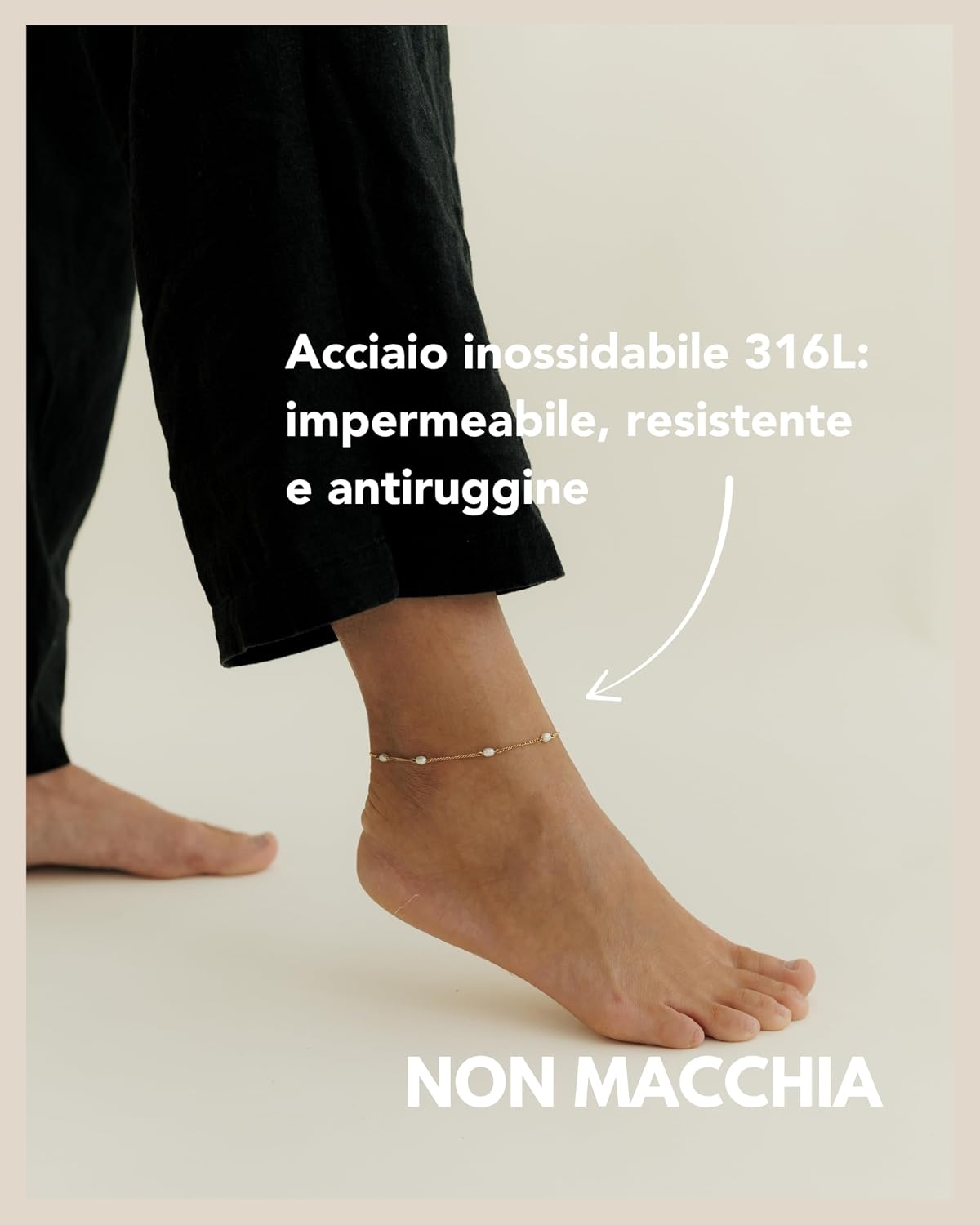 Detalle de GD GOOD.designs Est. 2015 Cavigliera con vere perle d'acqua dolce – impermeabile e regolabile