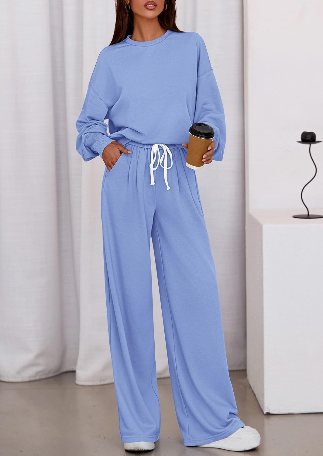 Thumbnail 6 de PRETTYGARDEN PR1122 Two-Piece Lounge Set with Wide-Leg Pants and Pockets
