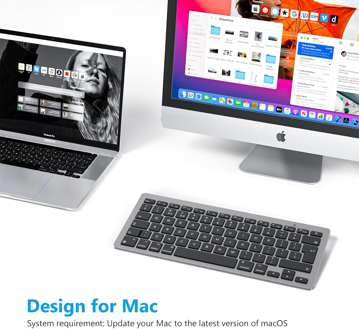 Thumbnail 1 de OMOTON Bluetooth Keyboard for Mac (UK Layout, Space Grey)
