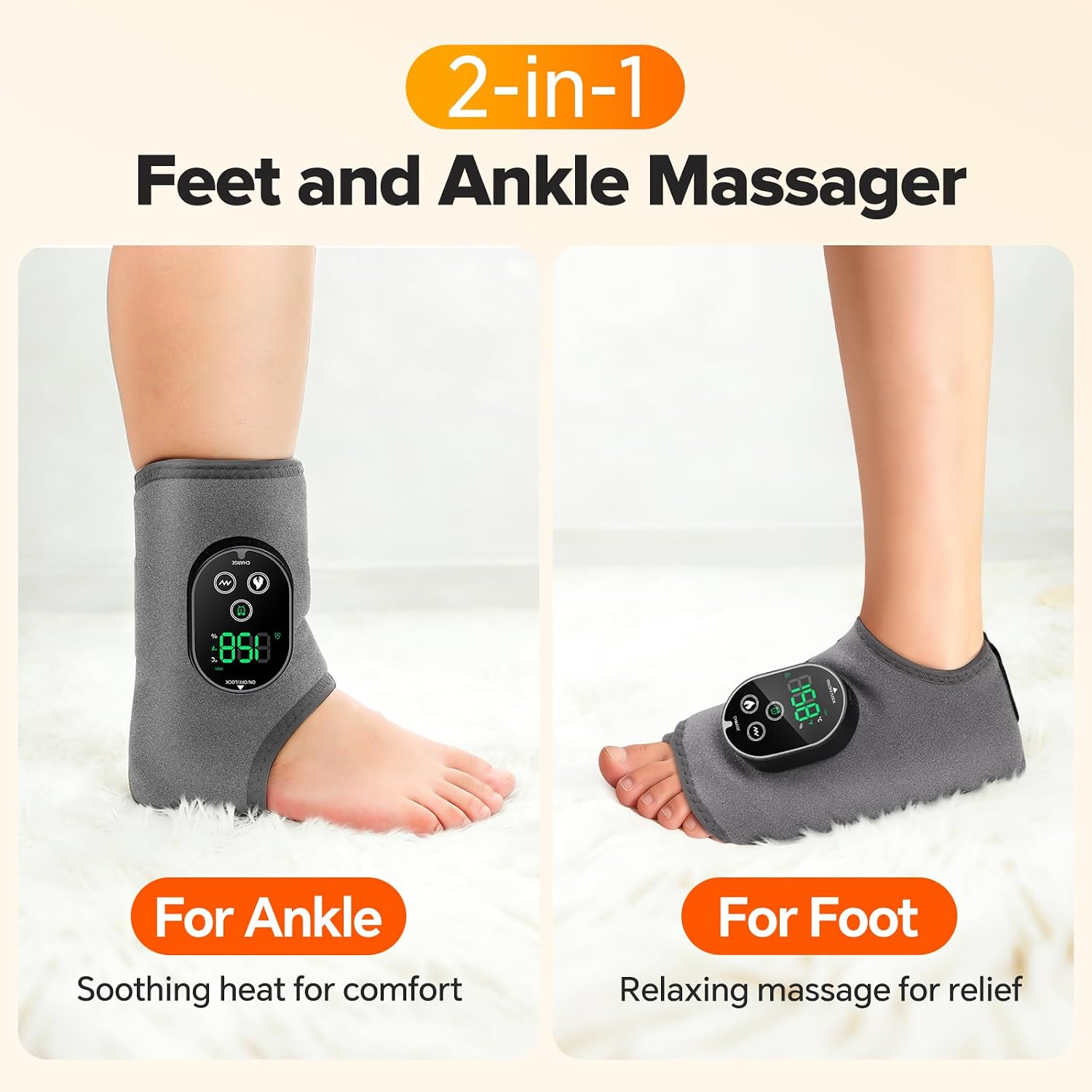 Detalle 2 de Cordless Heated Foot and Ankle Massager, 3000mAh, 6 Heat Levels, 3 Vibration Modes