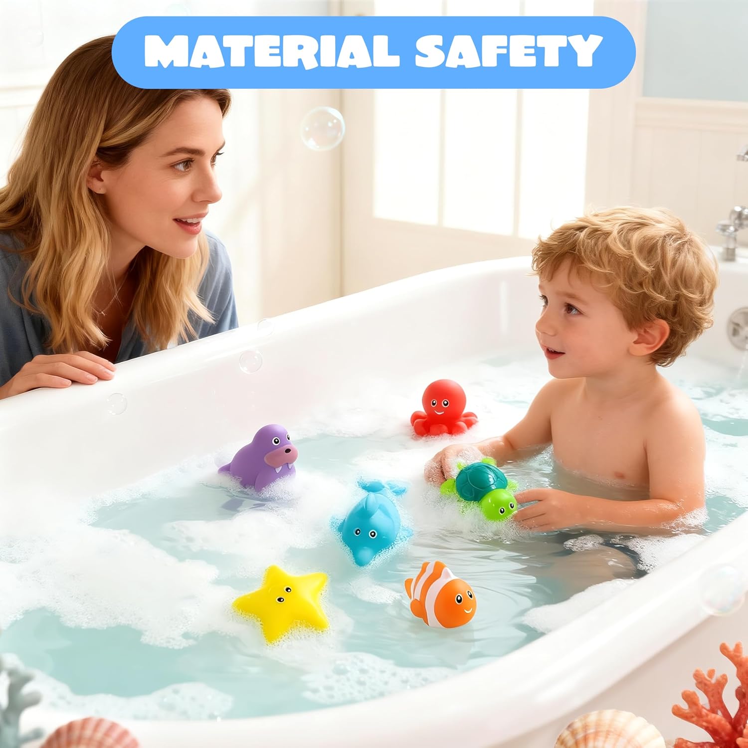 Thumbnail 6 de JOYIN 6 Pcs Sea Animal Bath Toys: Sealed, No-Hole, Mold-Free, Soft Water Vehicles for Kids