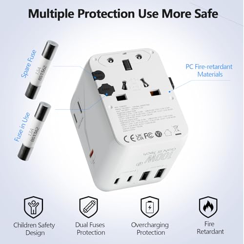 Thumbnail 6 de Bigfish Universal Travel Adapter Worldwide, 100W GaN USB-C Charger (C1 Port)