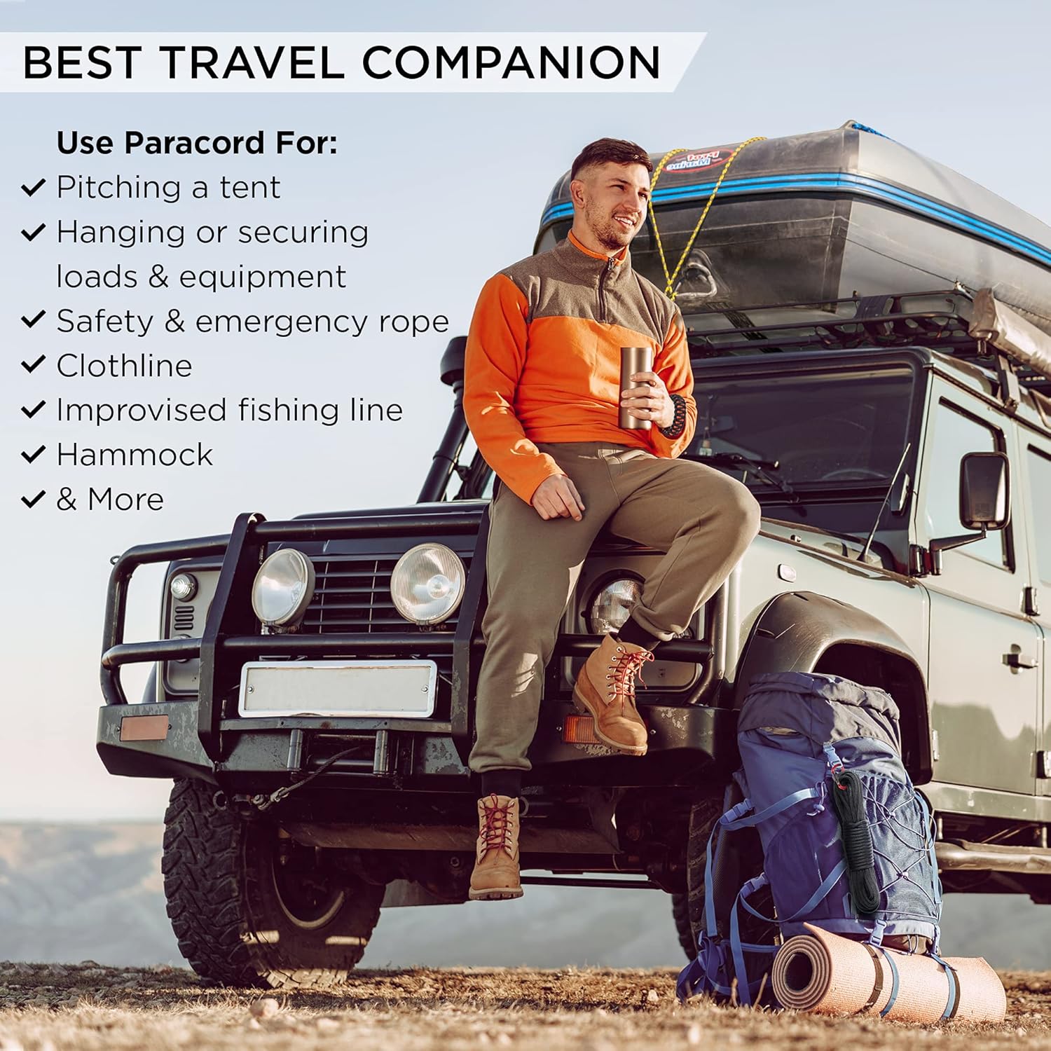 Thumbnail 5 de TECEUM Paracord 750lb Schwarz – 30 m, 4 mm, MIL-SPEC Paracord Type IV (Nylon)