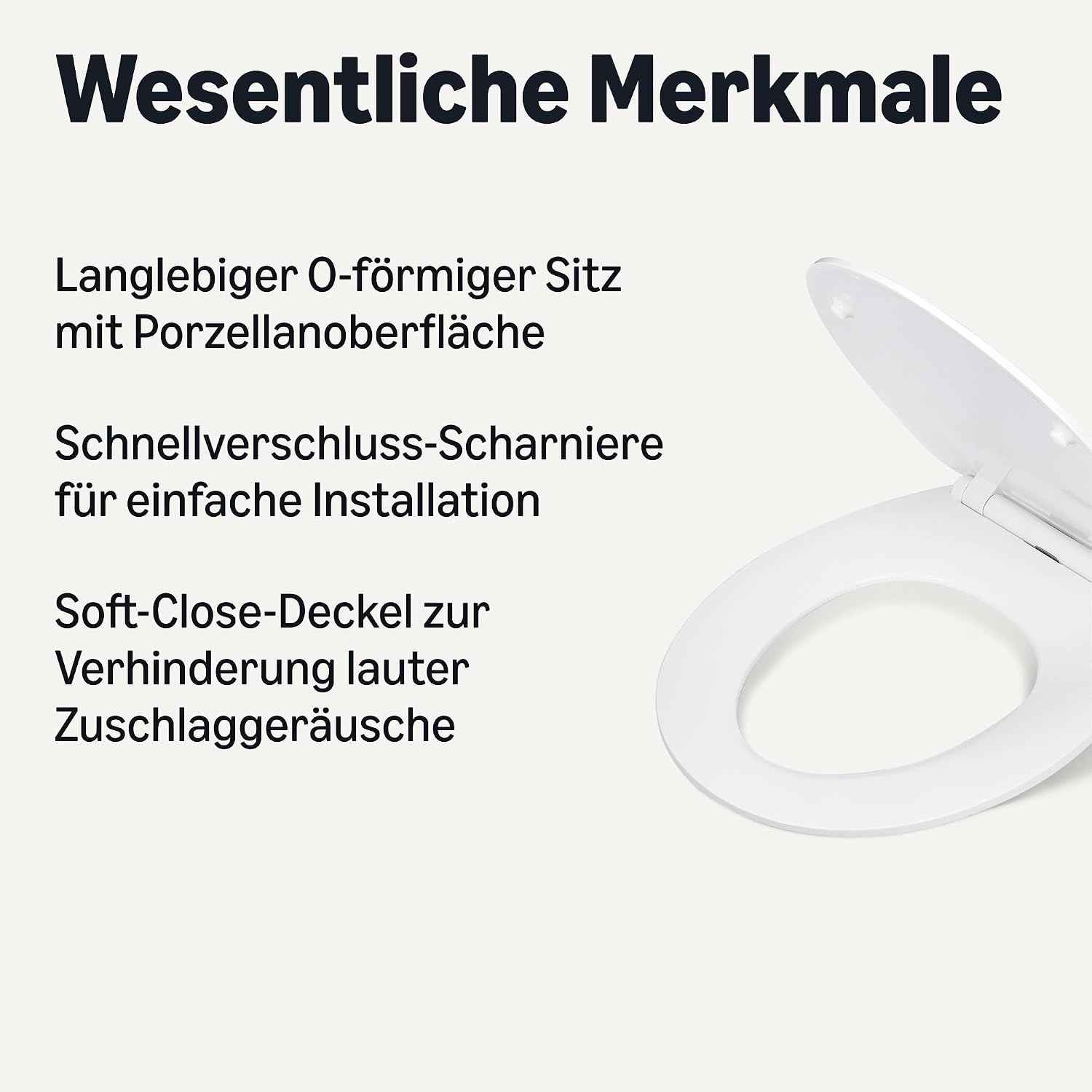 Thumbnail 1 de Amazon Basics Toilettensitz O-Form mit Soft-Close, Schnellverschluss und 360°-Verstellung