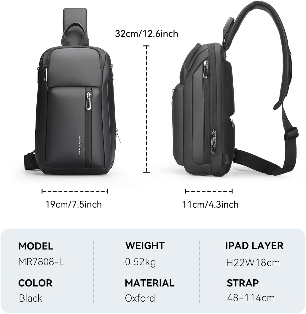 Thumbnail 2 de MARK RYDEN 6L Large Crossbody Bag for Men – 32x19x11 cm, USB-C Port & Anti-Theft Pocket