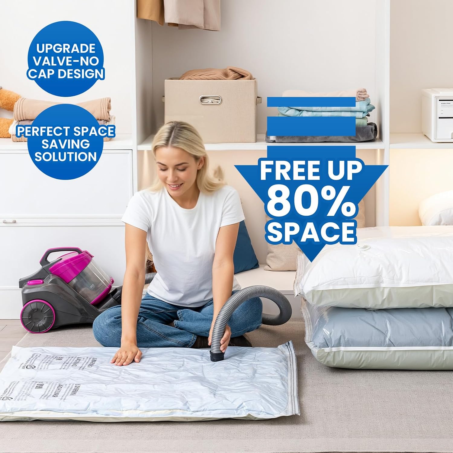 Detalle 2 de TAILI 8 Pack Vacuum Storage Bags 40x31 for Bedding