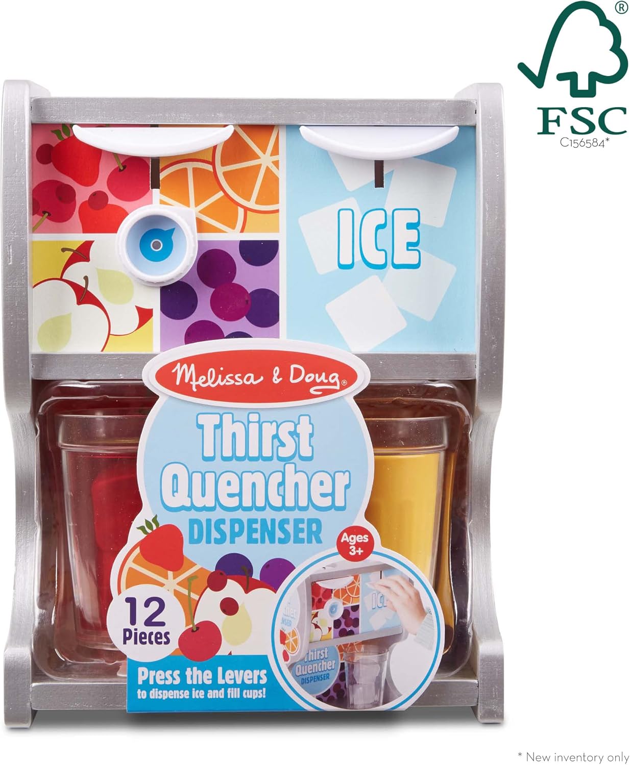 Detalle 2 de Melissa & Doug Thirst Quencher Wooden Drink Dispenser with Juice Inserts, Ice Cubes & Play Kitchen Accessories