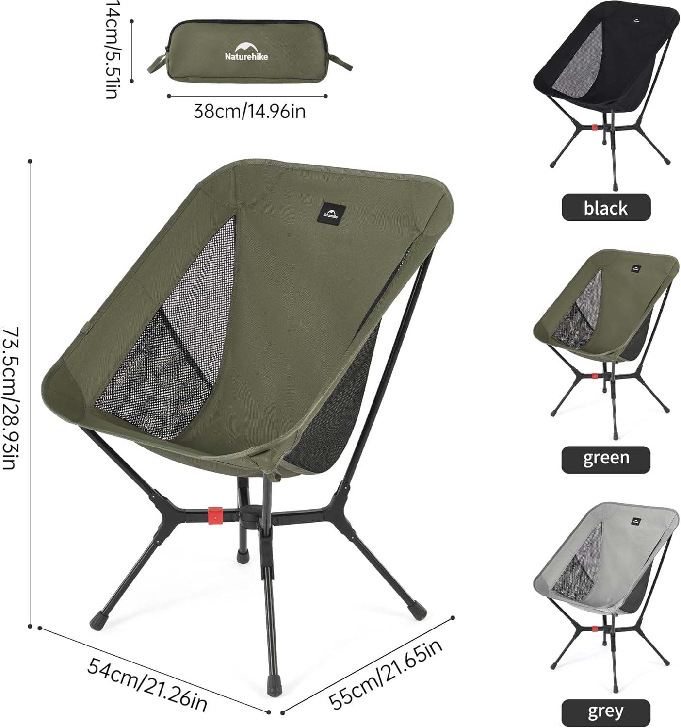 Thumbnail 1 de Naturehike YL01 snap camping folding chair (green) – lightweight portable camp chair with storage bag