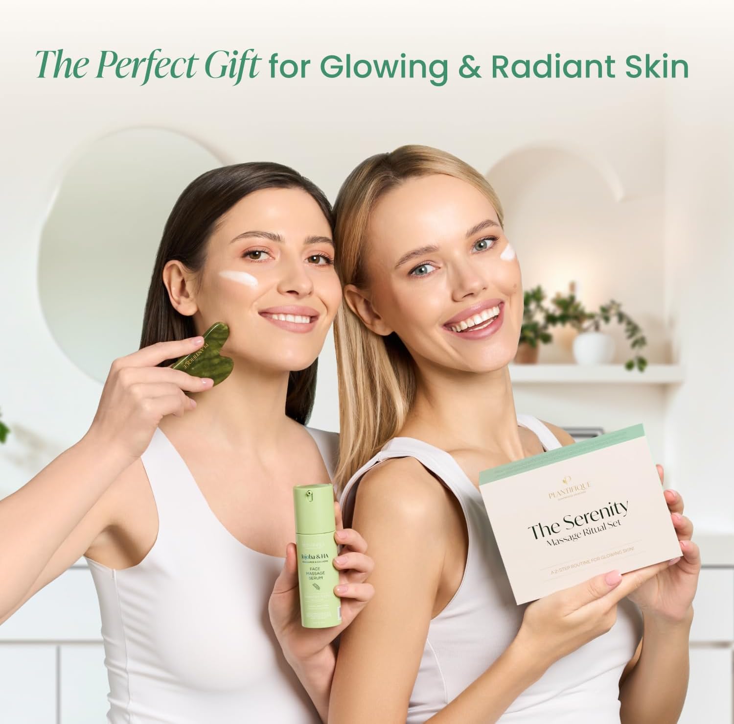 Detalle 2 de PLANTIFIQUE Jade Gua Sha & Korean Face Serum Set (30ml) – Hydrating Glow