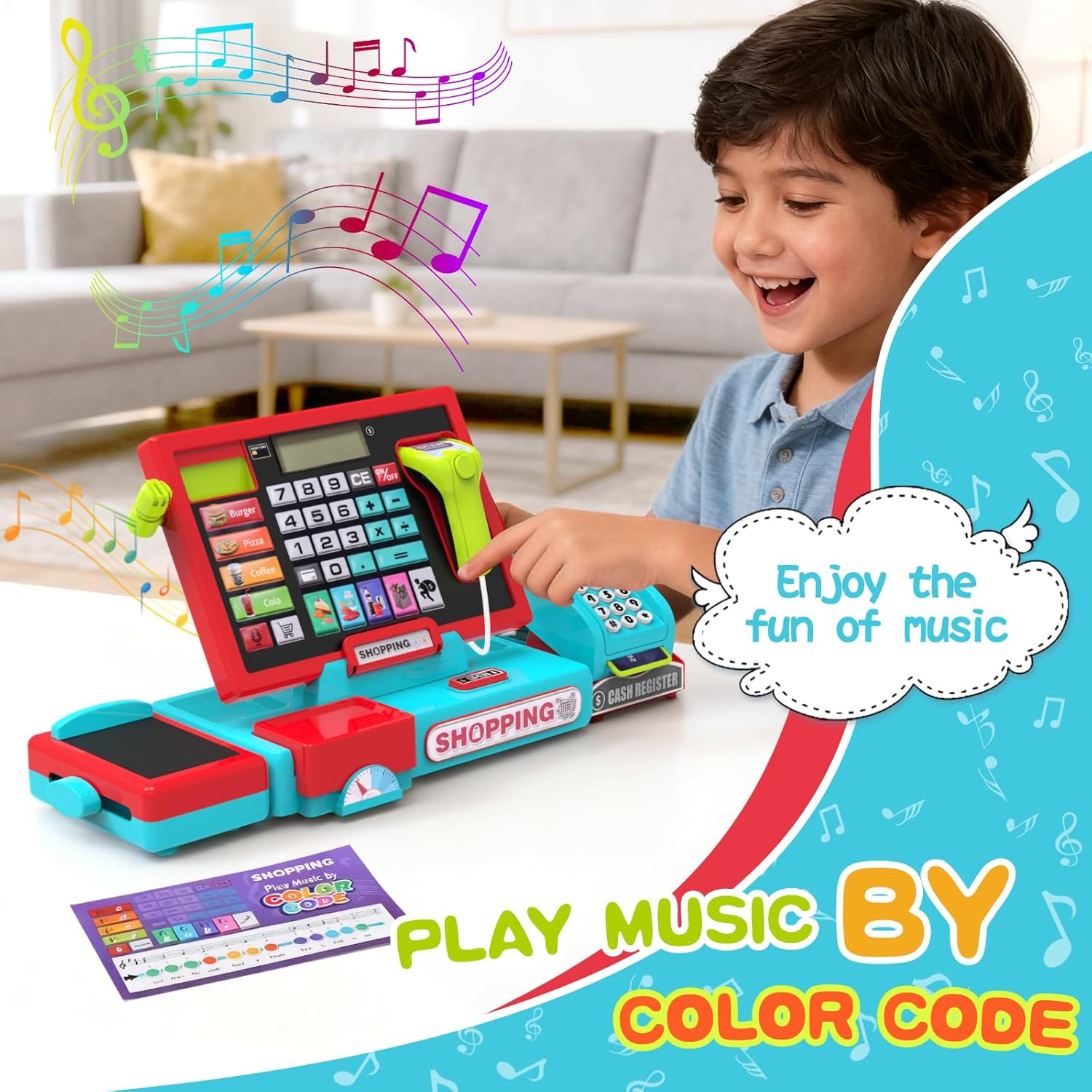 Thumbnail 3 de Elektronische Spielzeug-Kasse mit Scanner und Sound – Rollenspielkasse für Kinder ab 3 Jahren