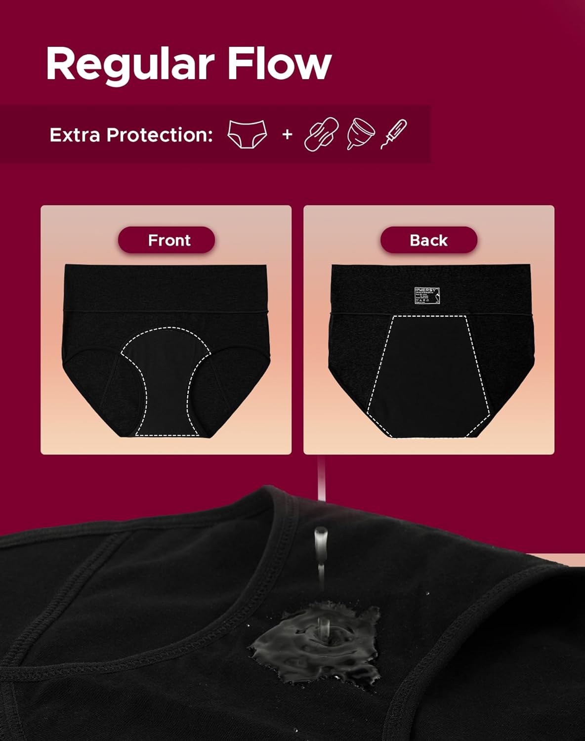 Thumbnail 3 de INNERSY Period Underwear for Women: High-Waisted, Leak-Proof Postpartum Panties (3-Pack)