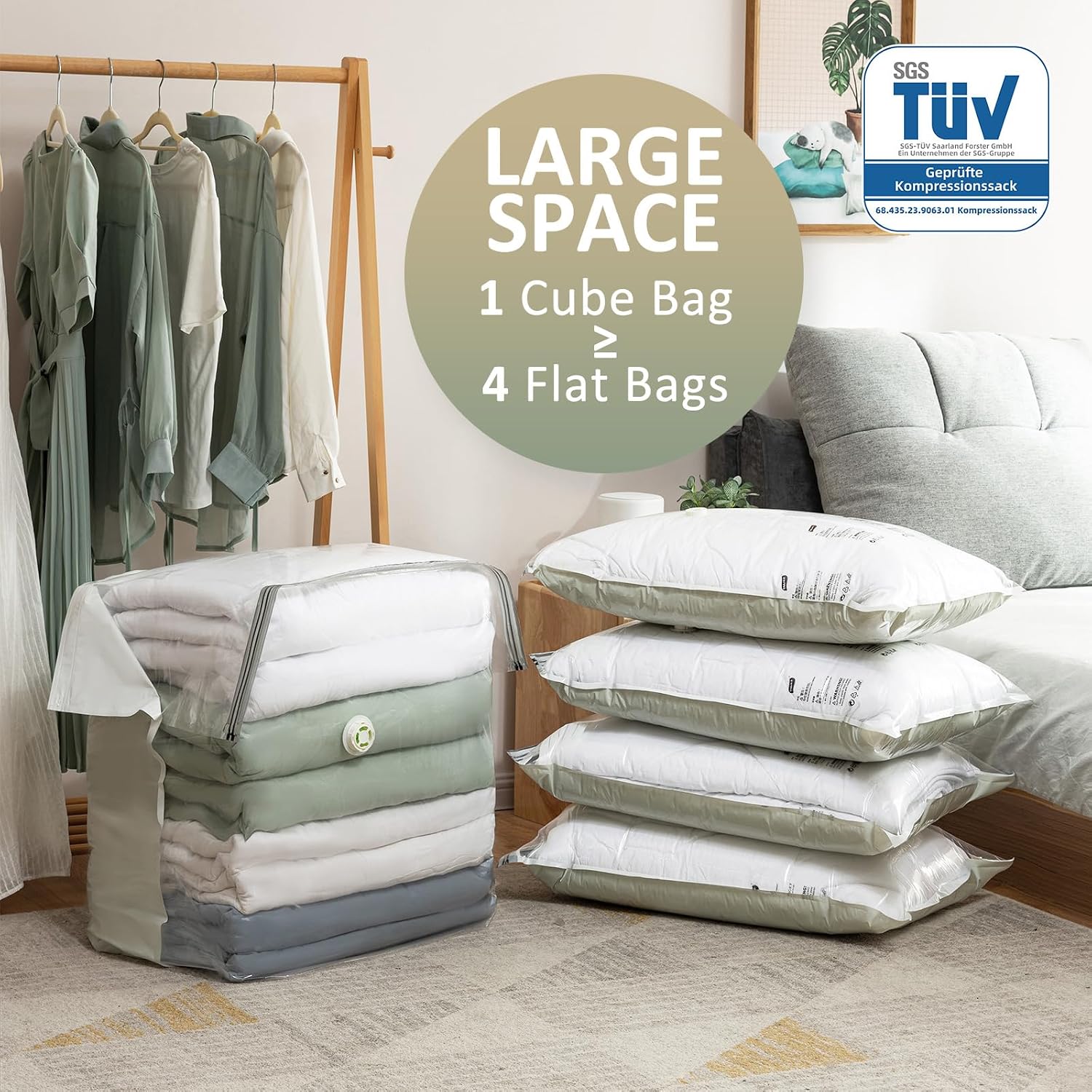 Detalle de TAILI Extra Large Vacuum Storage Bags Cube 4 Super Jumbo – 40x28x18x18 Inch