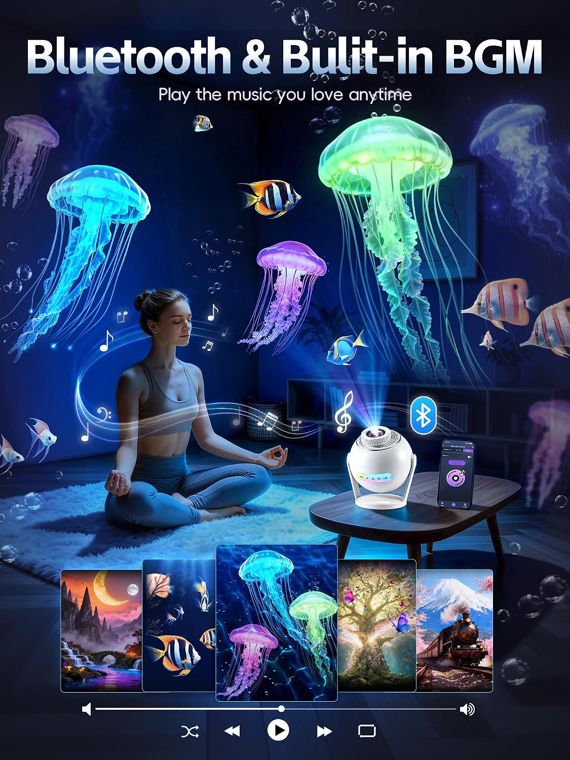 Detalle 2 de One Fire SK19 Pro 3D Galaxy Projector with 60 Scenes and Bluetooth Speaker