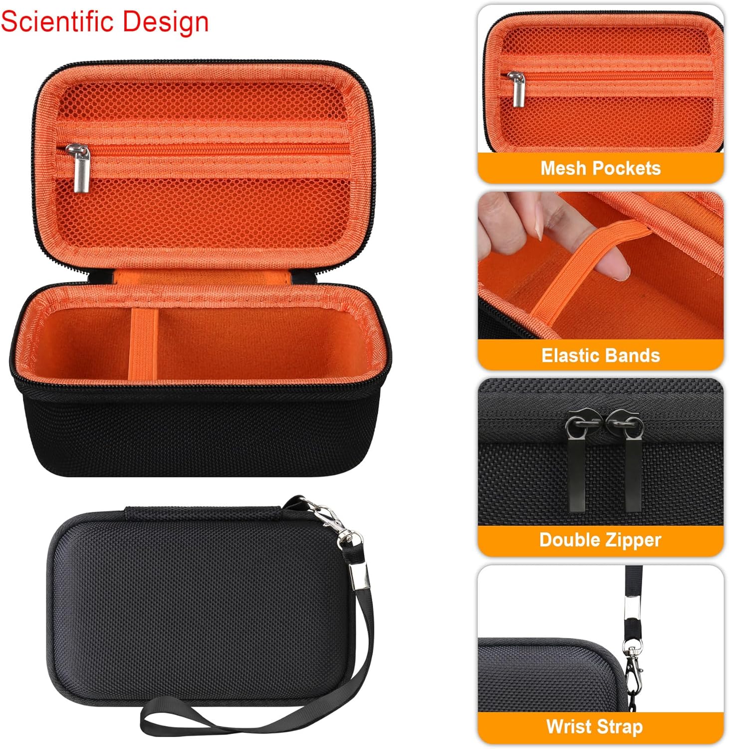 Thumbnail 3 de Elonbo hard EVA carrying case for Canon PowerShot SX740 / SX730 / SX720 / SX620 & G7 X (Black with orange inside)