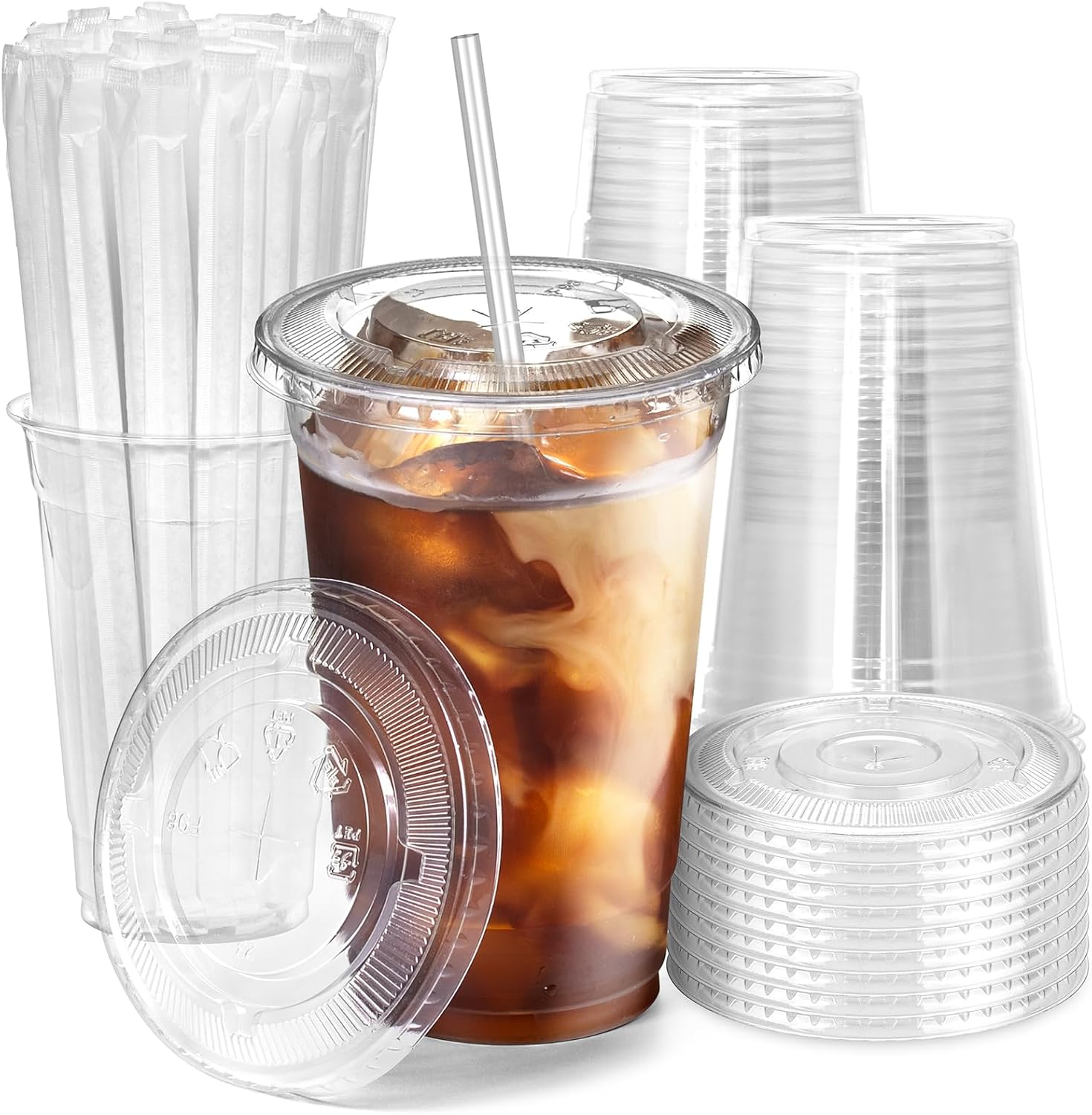 Thumbnail 6 de Fit Meal Prep 200 Pack 16 oz PET Cups with Lids, Straws, and Disposable Clear Cups