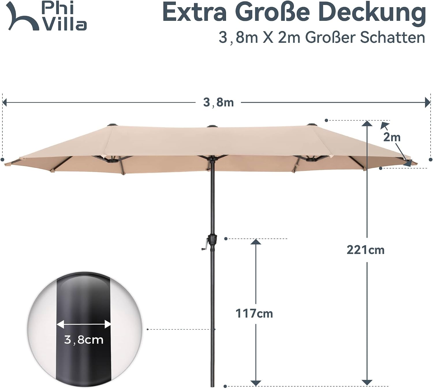 Thumbnail 5 de PHI VILLA Sonnenschirm Rechteckig 200×380 cm