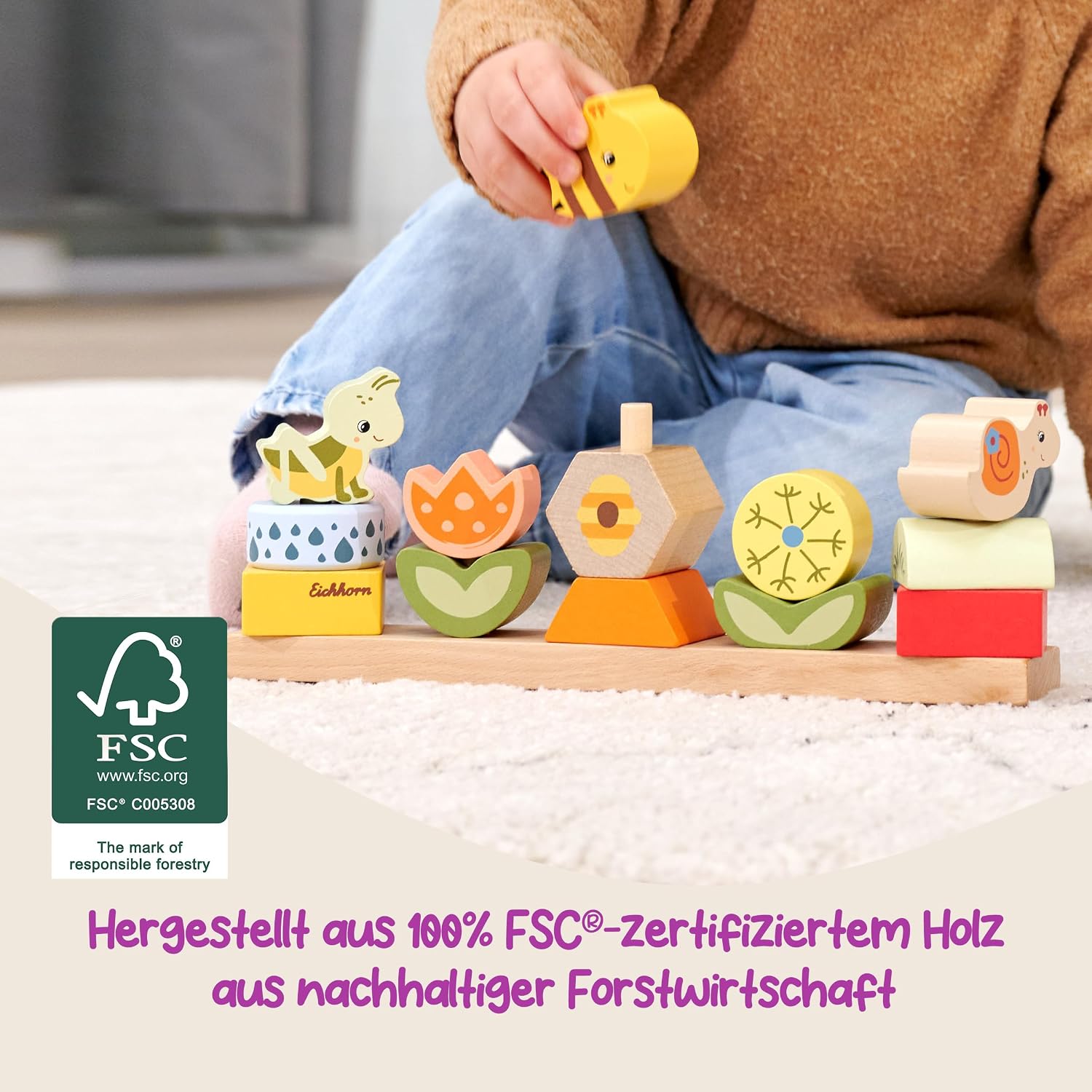 Thumbnail 4 de Eichhorn Steckspiel Blumenleiste 13 Bausteine