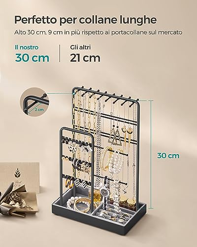 Thumbnail 6 de SONGMICS Portagioie JJS021B01: Espositore per Gioielli in Metallo con Velluto, Nero