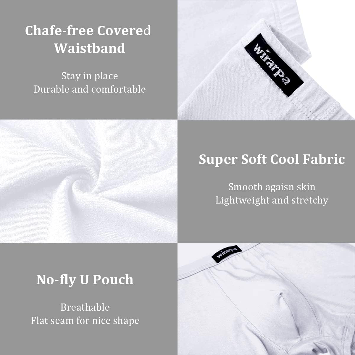 Detalle 1 de wirarpa Men's Breathable Modal Trunks Covered Band Multipack 🩲