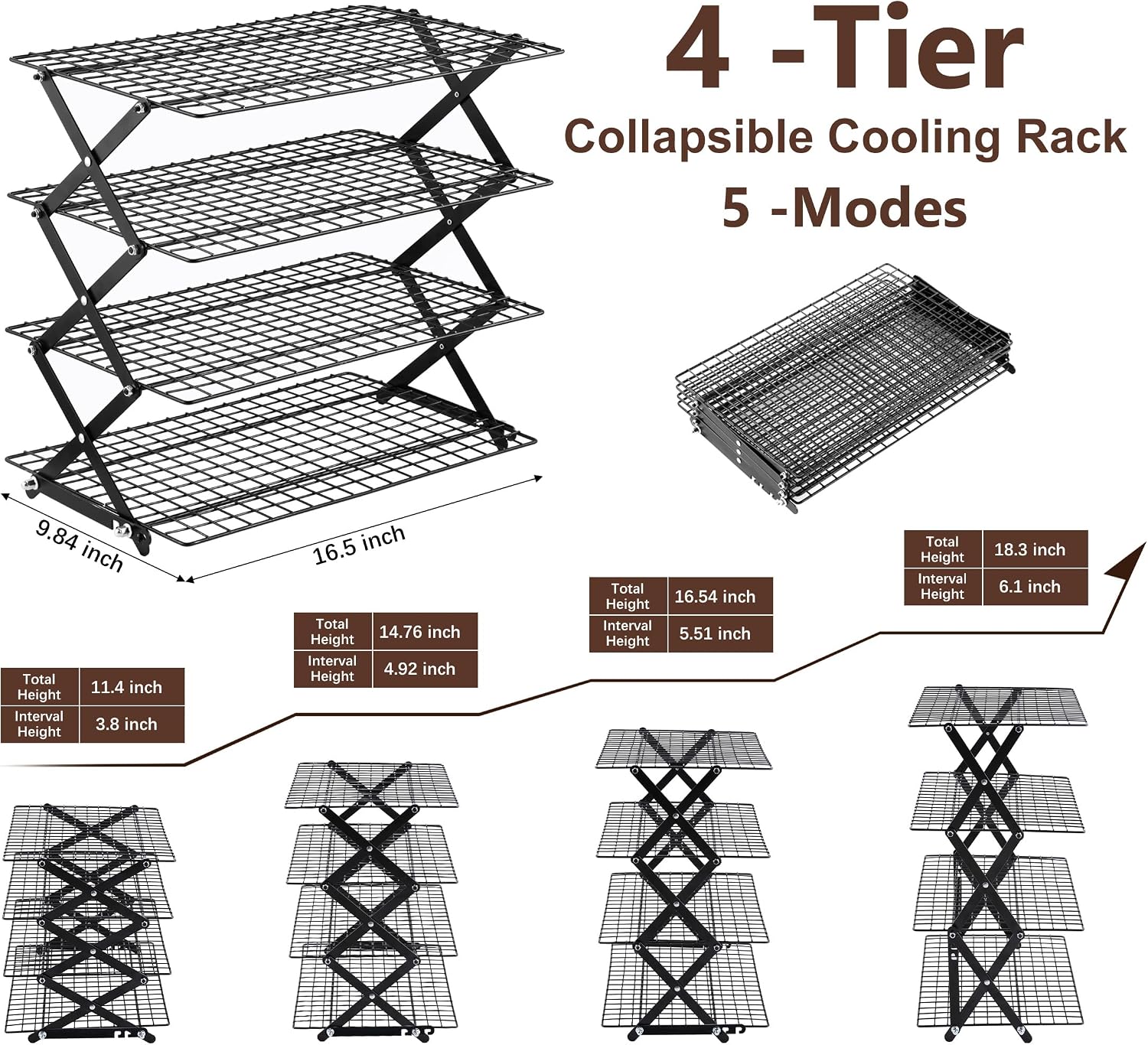 Detalle de Pleafind Collapsible Cooling Rack, 2/3/4-Tier