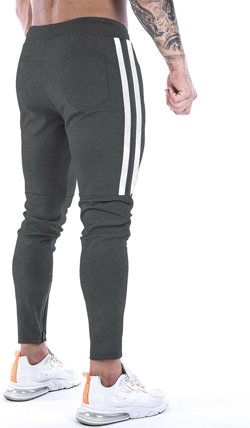 Thumbnail 2 de Suwangi Pantaloni Tuta Uomo Palestra Slim Fit con Tasche Zip e Dettagli a Righe