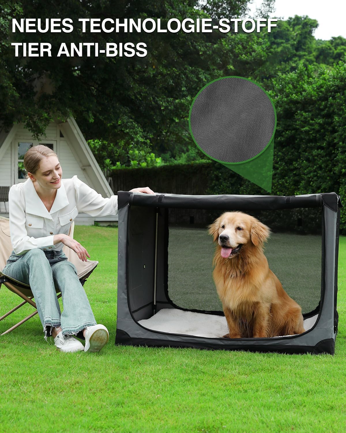 Detalle 2 de Hundebox faltbar 90 x 64 x 64 cm Grau