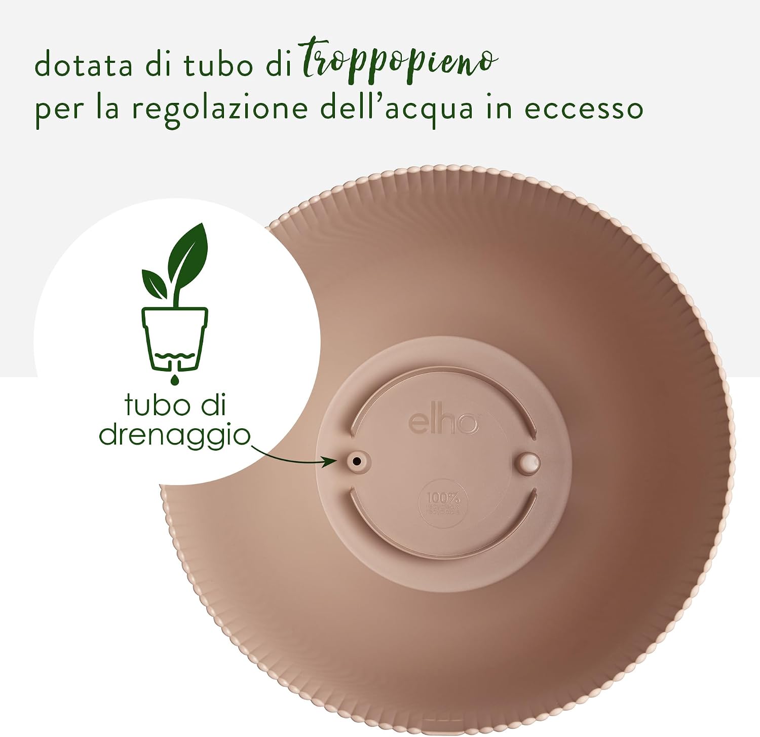 Detalle 2 de Elho Sereh Round 60cm – Vaso per piante in plastica riciclata al 100%