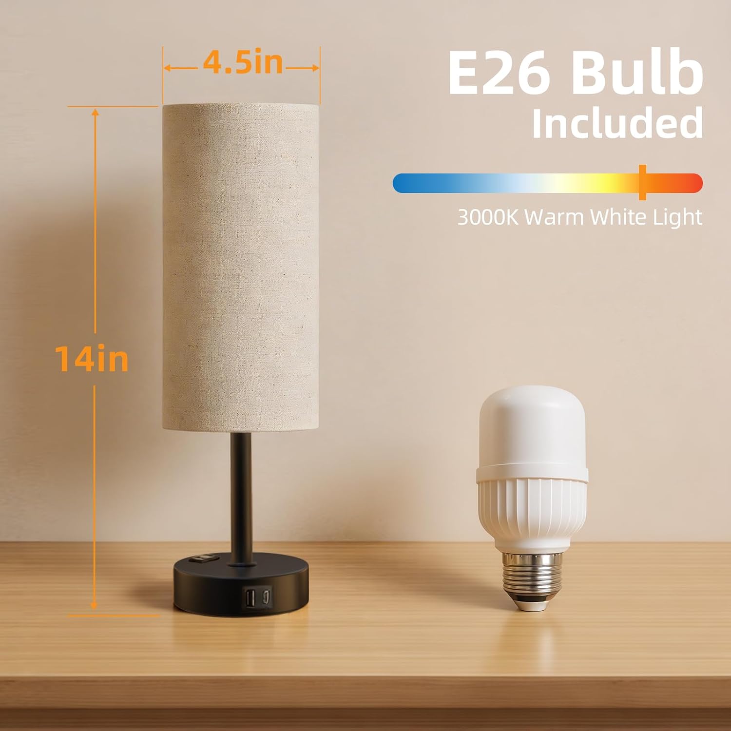 Detalle 2 de Fitfull Table Lamp, Beige and Black