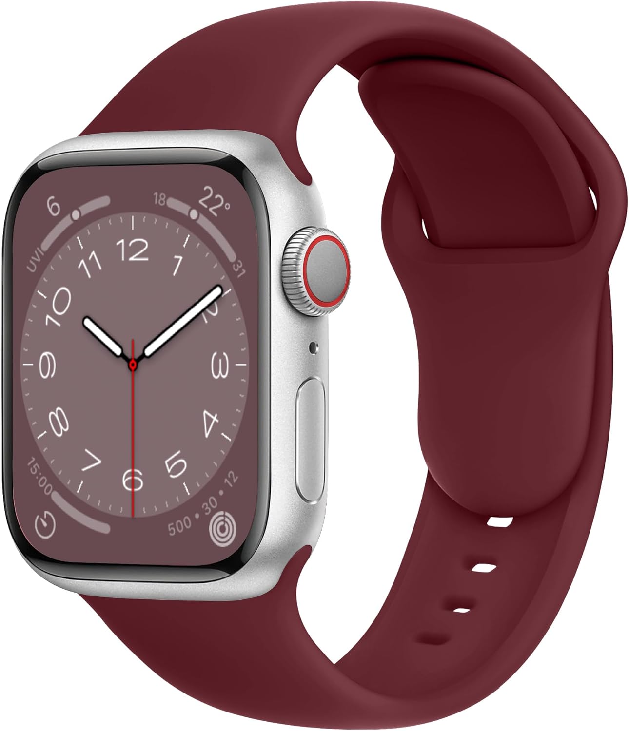Detalle de ELETTRONEO SBC1 Silicone Apple Watch Strap in Bordeaux Red