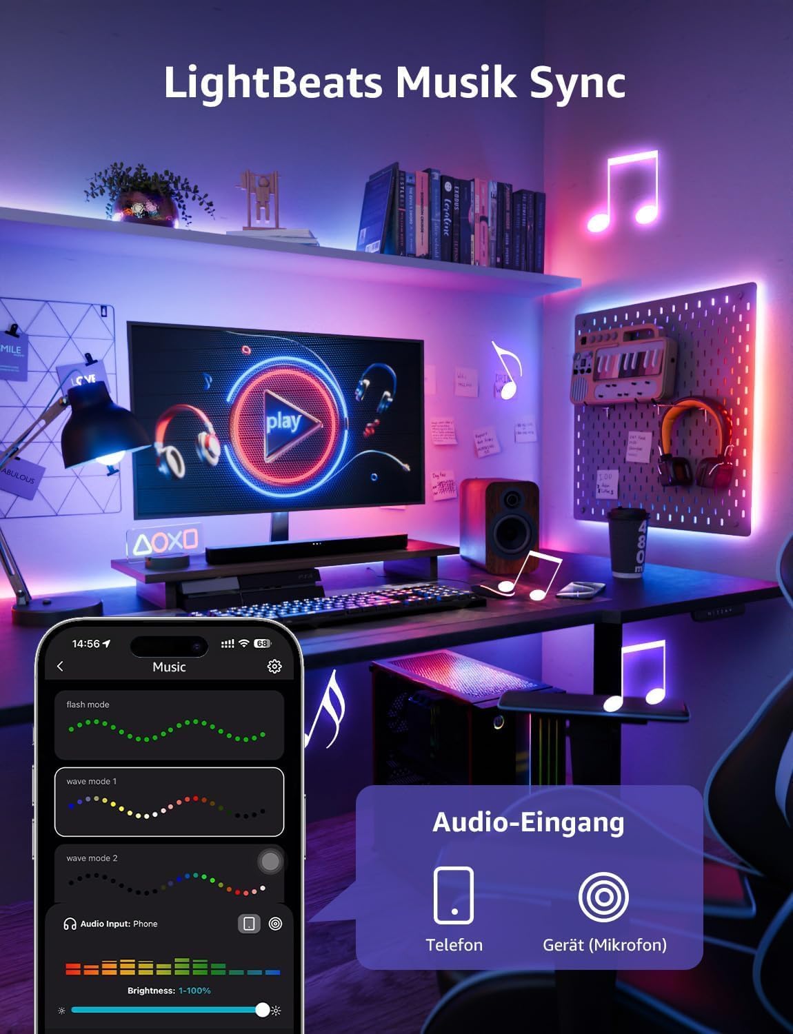Thumbnail 4 de Lepro AI LED Streifen S1 – MagicColor RGBIC 30m mit KI-Lichtdesigner, Musik-Sync & App-Steuerung