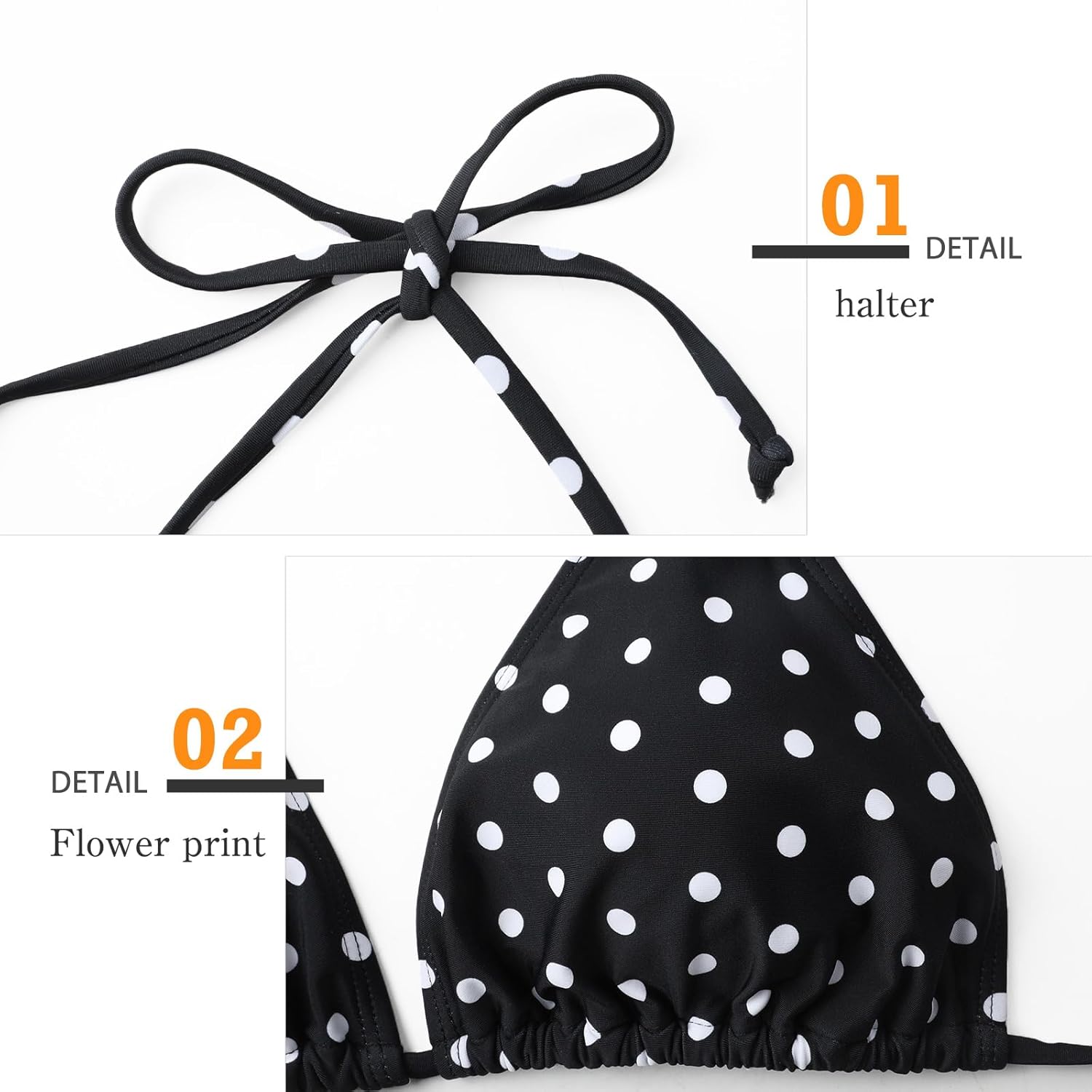 Thumbnail 4 de Genfien Damen Bikini-Set mit V-Ausschnitt & Triangeloberteil – Low-Waist Brasilianischer Bikini mit Blumenprint