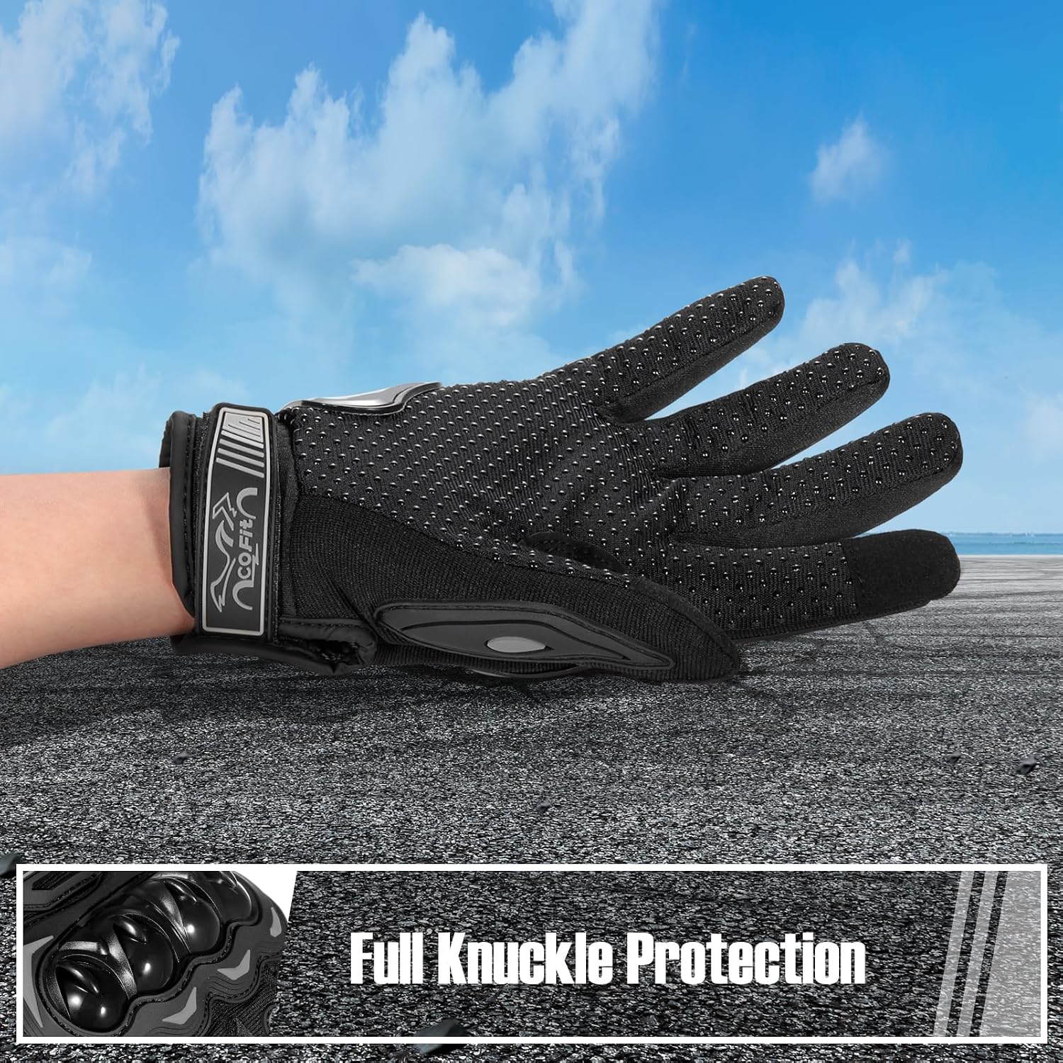 Detalle de COFIT Motorcycle Gloves for Men and Women (Full Finger, Touchscreen) — Black, XL