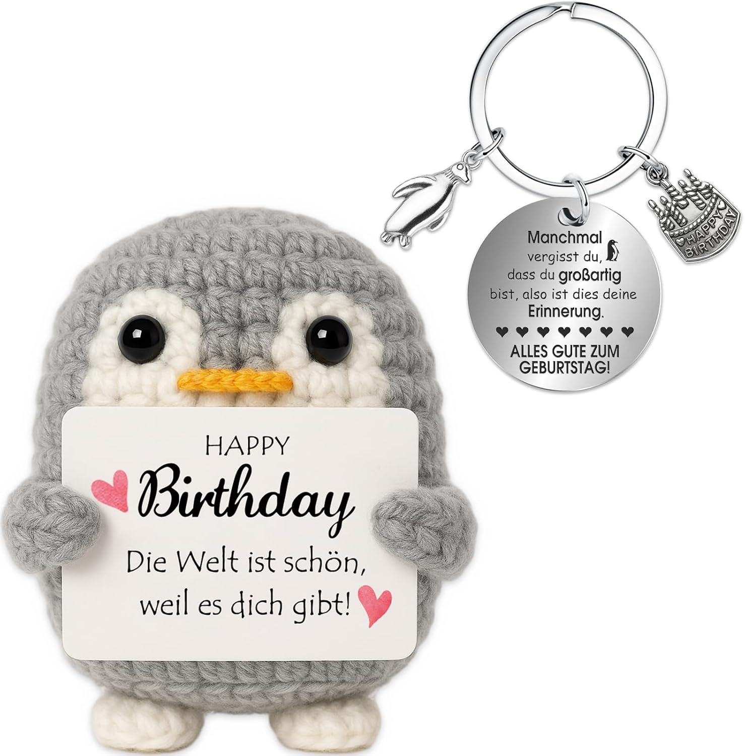 Detalle de Farbeele Fröhlicher Pinguin & Glücksbringer Schlüsselanhänger (Pocket Hug Positive Figur) – Geburtstagsgeschenk