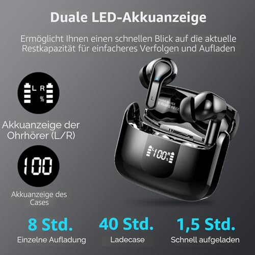 Detalle de Ordtop i13 Kopfhörer Kabellos Bluetooth 5.4 In-Ear – 6D Stereo, IP-X7