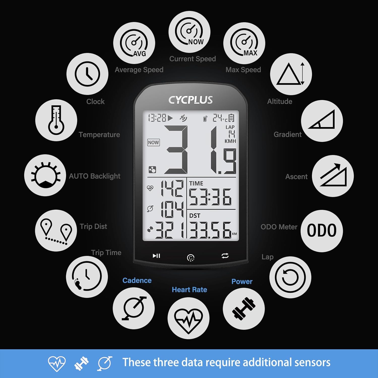 Thumbnail 3 de CYCPLUS M1 GPS Fahrradcomputer kabellos